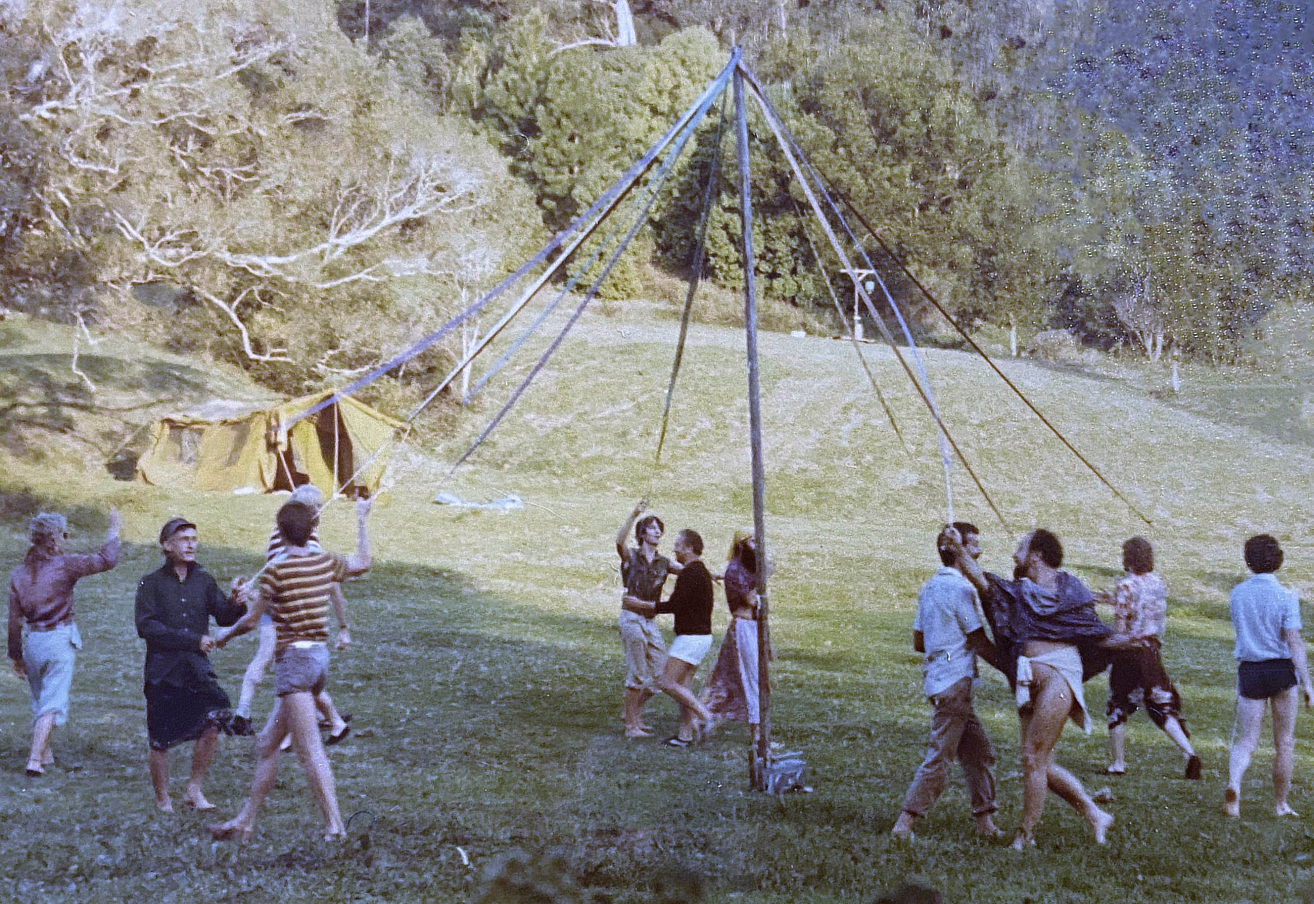 The maypole at Mandala, Australia's first same-sex commune. David Johnstone Collection, courtesy of Australian Lesbian and Gay Archive.