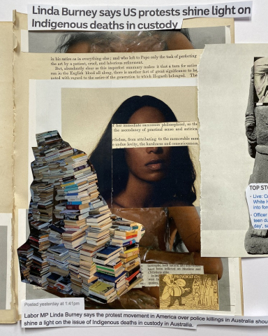 Brook Andrew, This year VII, 2020, (detail), collage, 24.5 x 31.2 cm. Instagram post for 52 ARTISTS, 3 June 2020. Courtesy the artist and Artspace, Sydney