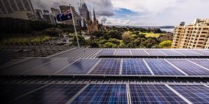 View of Solar Panels on Australian Museum rooftop