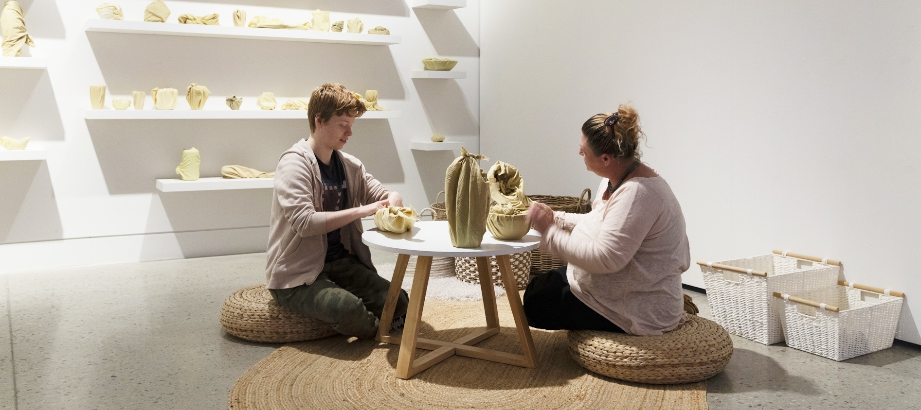 Interactive installation, Wrapped Up, 2023 by Hannah Surtees, part of the Sensorial exhibition at Blue Mountains Cultural Centre. Image courtesy of Blue Mountains Cultural Centre. Photo: Silversalt Photography.